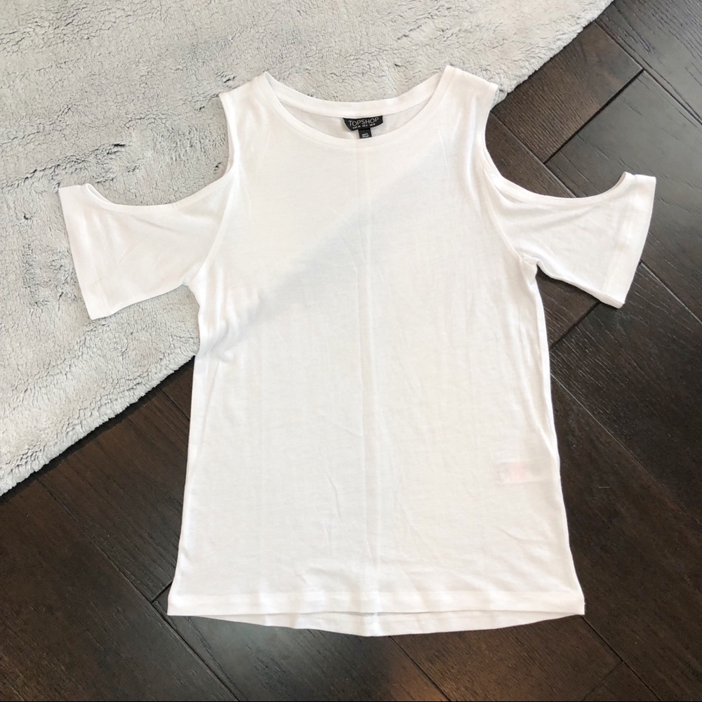 Topshop | White Basic Cold Shoulder Top - image 1